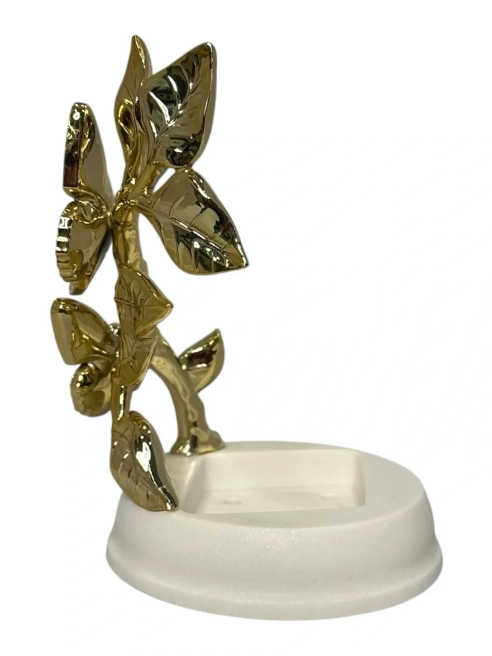 Bath and Body Works Butterflies Foaming Soap Holder Sleeve Gold Resin White Base